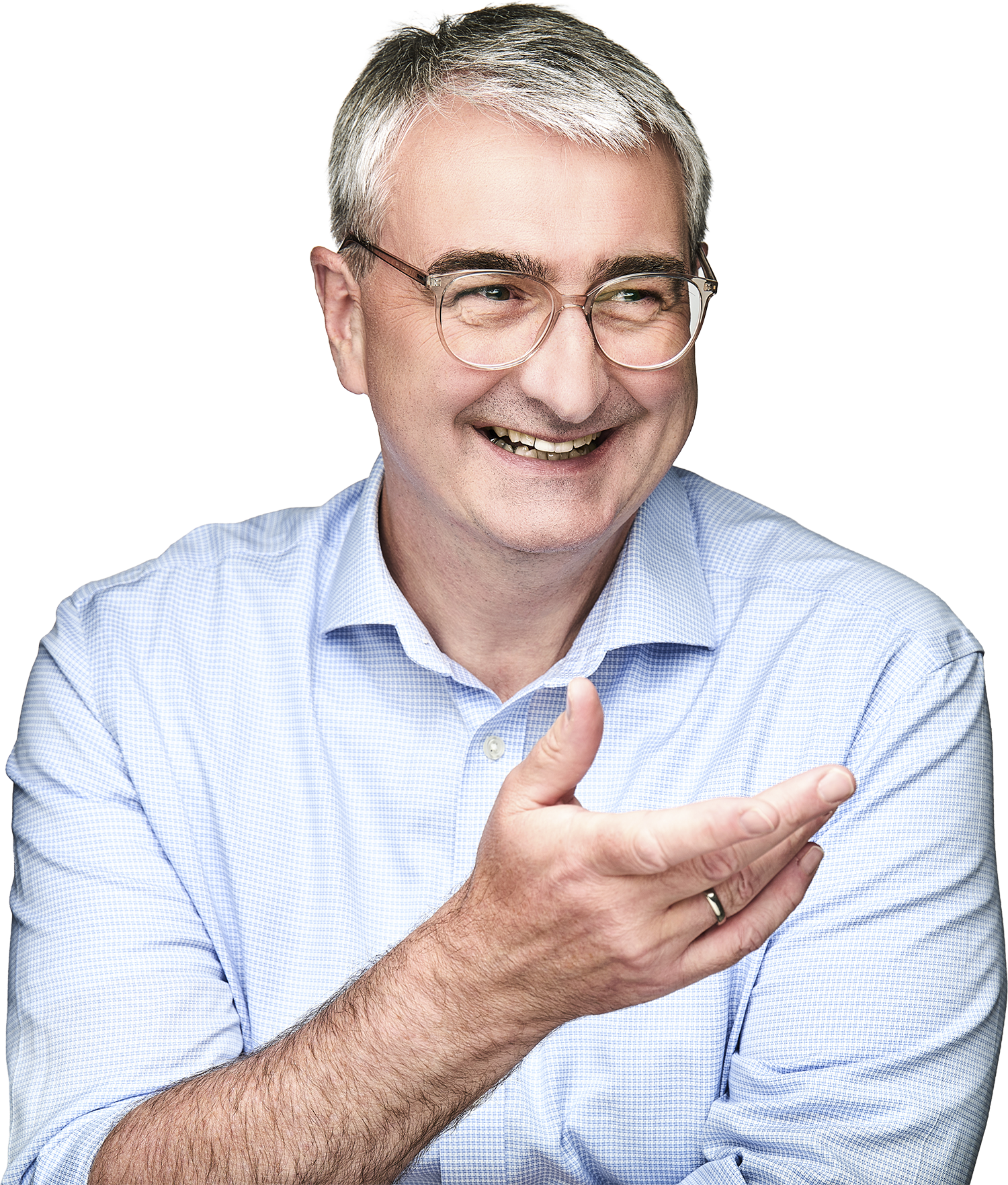 Marko Wolfram im hellblauen Hemd, lächelnd